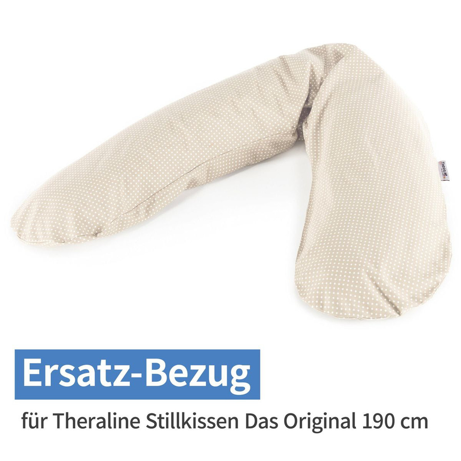 Theraline Ersatzbezug für das Original Stillkissen 190 cm mit Punktmuster in Beige aus Baumwolle - Bild 1