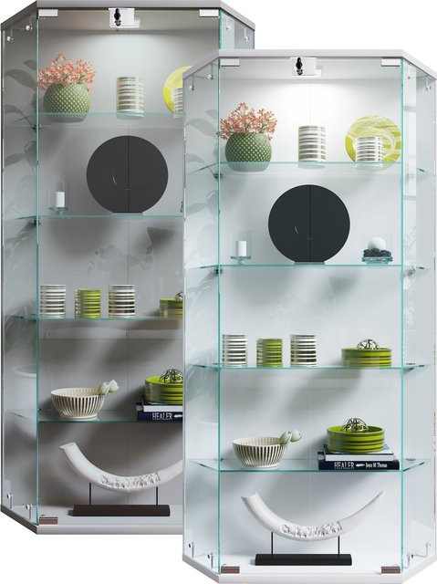 VCM Benila L Hängevitrine aus Glas mit ESG-Sicherheitsglas in Silber, H x B x T: 114 x 83 x 17 cm - Bild 1