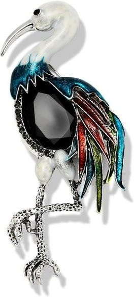 YIRAN Jewelry Brosche Mandschurenkranich, blau, Strass, Damen - Bild 1