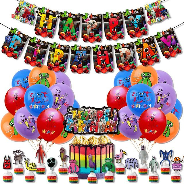 39-teiliges Garten of BanBan Partyzubehör Set in Blau und Multicolour mit Kuchendekoration, Banner und Luftballons von happybuySE - Bild 1