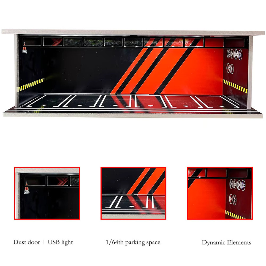 meiduoxing Sammlerwagen Garage Diorama, 1:64, LED-Beleuchtung, USB - Bild 2