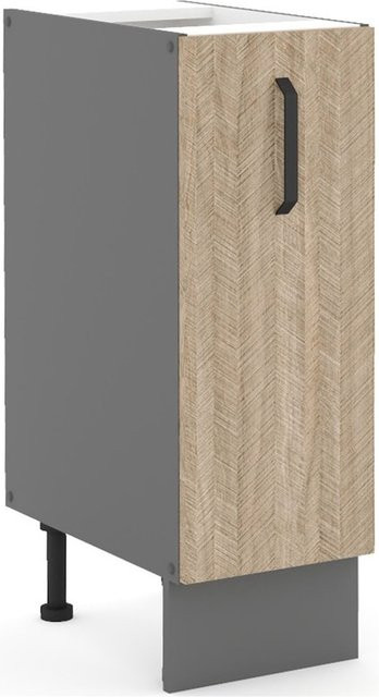 Küchenunterschrank SCANDI mit Fischgrät-Design und Schrankauszug, Breite: 30 cm - Bild 1