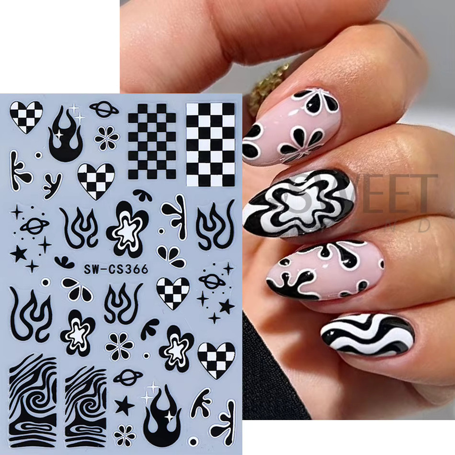 SWEET TREND Nagelaufkleber, Schwarz-Weiß, 2 Stück - Bild 2