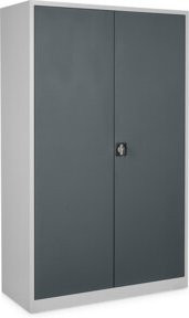 STIER Universalschrank Basic mit 4 Fachböden und Schloss, hellgrau anthrazitgrau, B: 120 cm, T: 50 cm - Bild 1