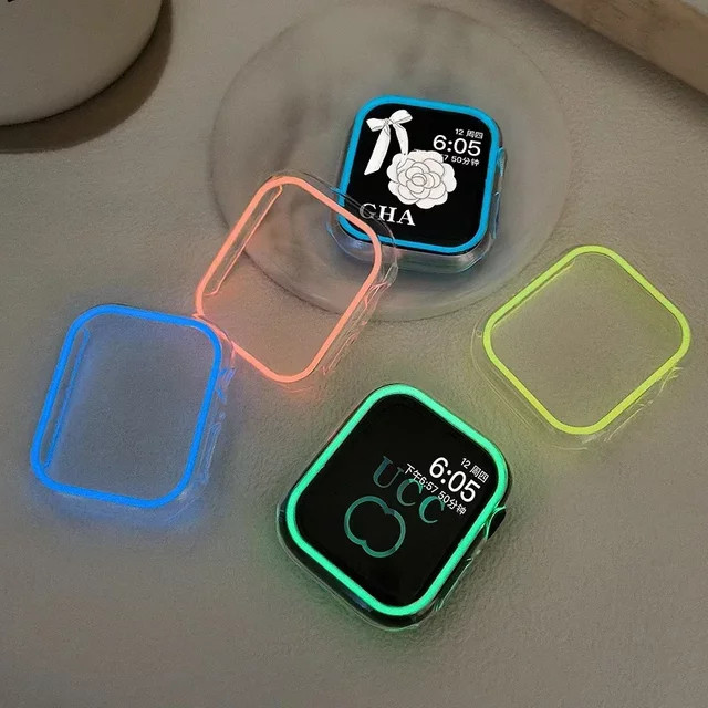 OAKCHARM Leuchtende Schutzhülle für Apple Watch Case in Blau, Stoßstangenrahmen aus hartem PC für iWatch 8 7 6 5 SE und Ultra - Bild 1
