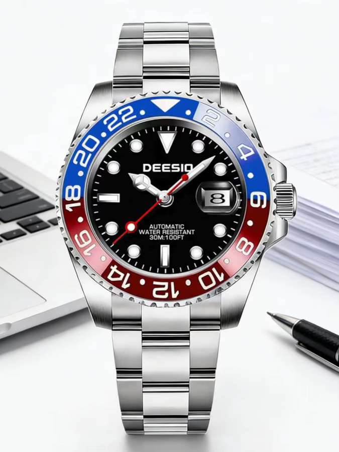 Deesio Automatik Armbanduhr, Edelstahl, Schwarz, Herren - Bild 7