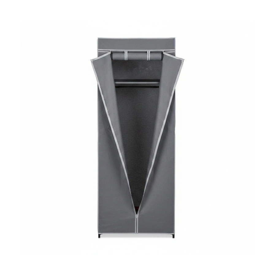Relaxdays Stoffschrank aus Metall und Vlies in Anthrazit mit Kleiderstange und Regalböden, H: 157 cm, B: 60 cm, T: 45 cm - Bild 2