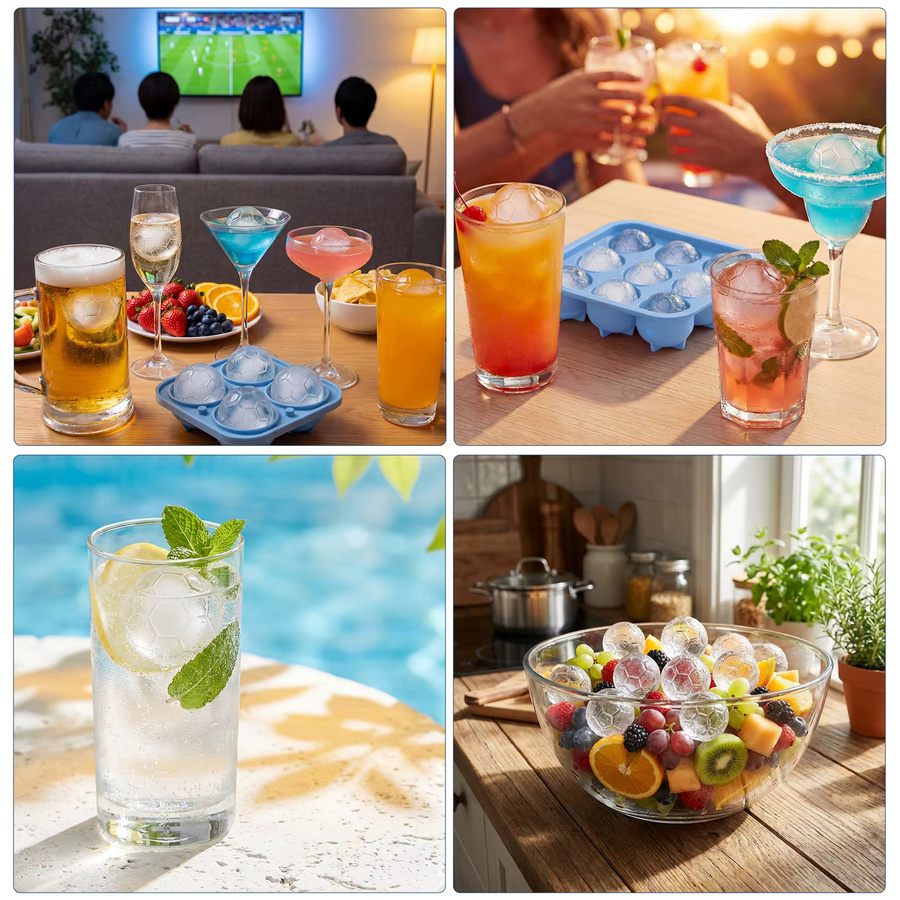 2er-Set Willstar Silikon-Eiswürfelformen in Fußballform, Farbe: Blau, Eiswürfelbereiter für Whiskey, Cocktails und Bourbon - Bild 4
