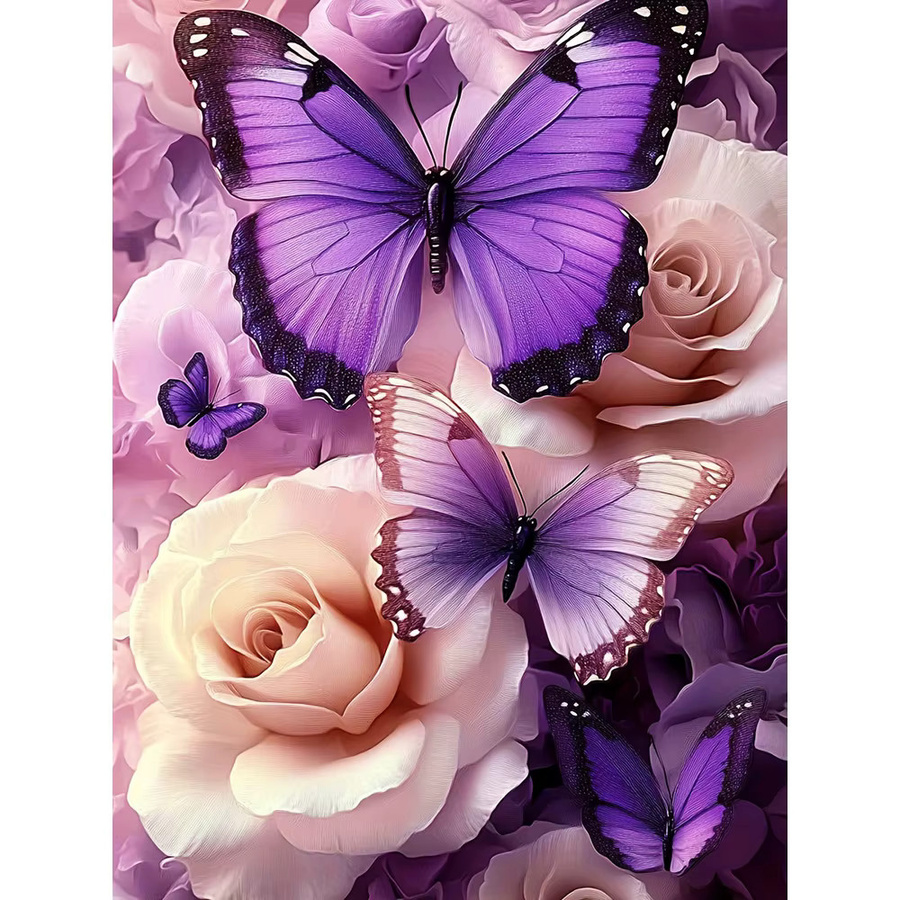 EverShine Diamond Painting Set Schmetterling und Rose mit Rundsteinen als DIY Mosaik-Stickerei B/H: 30 x 30 cm - Bild 4