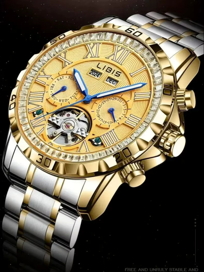 LIBIS Armbanduhr Automatik, Edelstahl, Gold, Herren - Bild 7