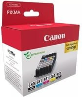 Canon Original Tinten Multipack PGI-580BK/CLI-581 für PIXMA Drucker, 5er-Pack in Schwarz, Cyan, Magenta, Gelb und Pink - Bild 1