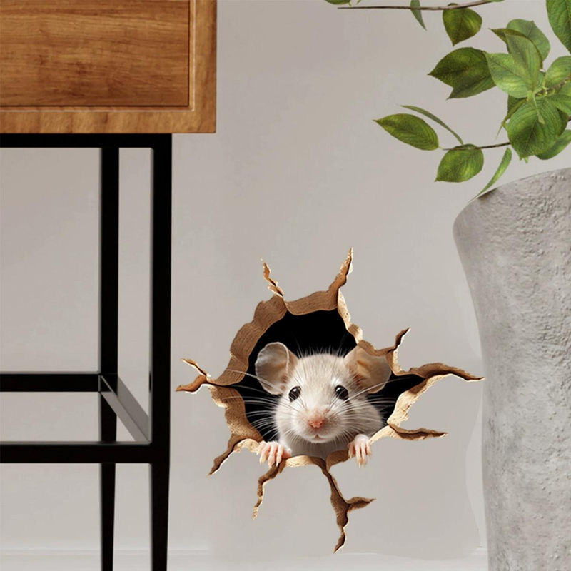 Realistischer Wandaufkleber Kleine Mäuse für ein lustiges Mauseloch Design aus PVC - Bild 4