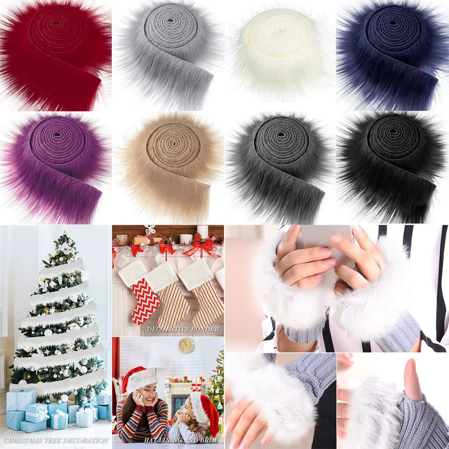 1,5 m Kunstfell-Band in Schwarz als flauschiges Nähband für Kostüme und DIY-Bekleidung - Bild 1