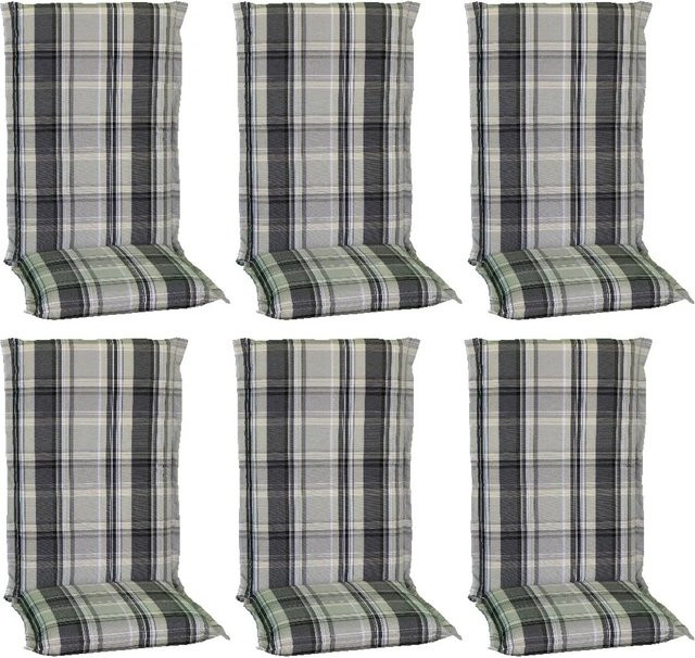 Beo Sitzauflage Hochlehner Atika 6er Set Karo Beige mit abnehmbarem Bezug - Bild 1