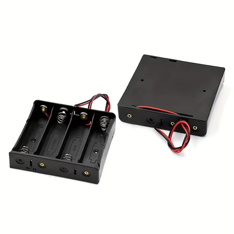 18650 Lithium-Batterie Halter Box mit Kabel in Schwarz aus Kunststoff für 1 bis 4 Batterien - Bild 2
