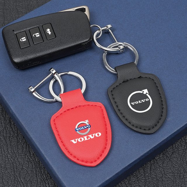 Volvo Schlüsselanhänger Leder, Ring Schild - Bild 1