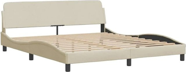 vidaXL Bettgestell Dover in Creme und Beige aus Stoff und Kiefernholz, B/T/H: 180 x 200 x 185 cm - Bild 1