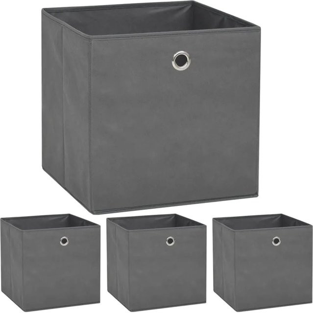 vidaXL Aufbewahrungsboxen aus Vliesstoff, 4er-Set, Grau, B/T/H: 32 x 32 x 32 cm - Bild 1