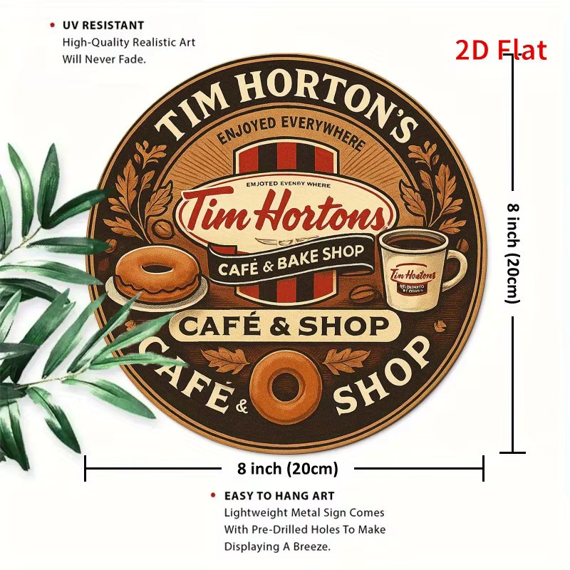 Rundes Metallschild Tim Hortons Cafe & Bakery Shop von Potdemiel in Multicolour, Durchmesser: 20 cm - Bild 2