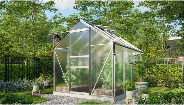 Vitavia Gewächshaus Marley mit Ready2Grow Zubehör-Set, silber, 5 m², Polycarbonat-Platten, Aluminiumrahmen - Bild 1