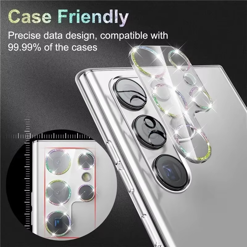 HD Clear Glitter Diamond Kameraobjektiv Schutzfolie für Samsung Galaxy S26 S25 FE Edge S24 Ultra Plus in Transparent Silver mit 9H Anti-Kratz-Schutz - Bild 4