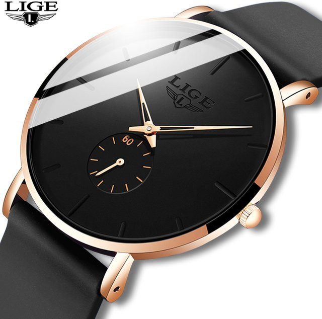 LIGE Armbanduhr, Quarz, Silikon, Schwarz, Herren - Bild 1