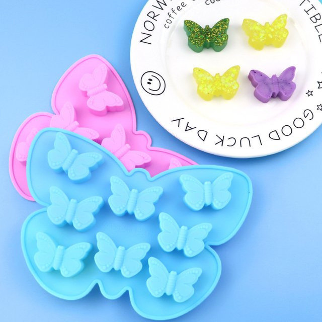 CHOOFUN 8-Loch Schokoladenform aus Silikon in Pink für Schmetterlings- und Herzformen zum Backen und Dekorieren von Süßigkeiten, Pudding und Eiswürfeln - Bild 1