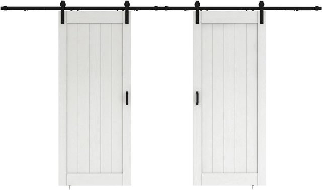 inova Holzschiebetür Komplettset in Weiß und Schwarz mit Bügelgriff und 2-seitigem Softclose, B: 180 cm, H: 215 cm - Bild 1
