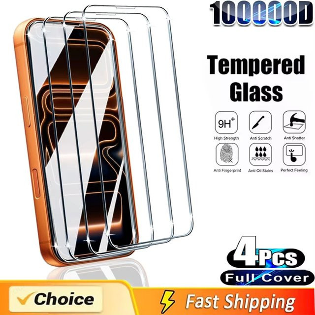 Set aus gehärteten Glas Displayschutzfolien mit voller Abdeckung für iPhone 11 bis iPhone 17 Pro Max, Farbe: transparent - Bild 1
