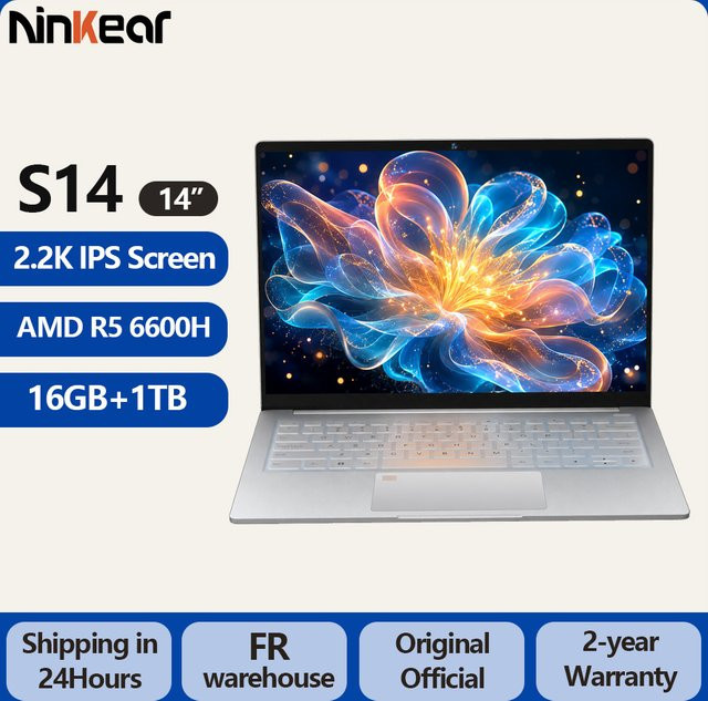 Ninkear S14 Notebook mit 14 Zoll 2.2K IPS Display, AMD Ryzen 5 7535HS, 16GB LPDDR5X, 1TB SSD, Windows 11, Ultra Leicht 1kg - Bild 1