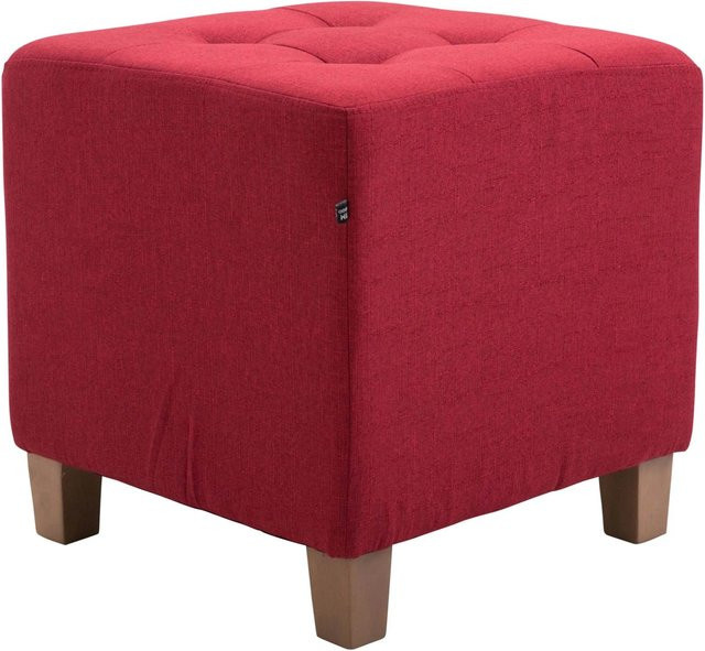 DELUKE Sitzhocker CELIS Polsterhocker aus Stoff in Rot, B/T/H: 45 x 45 x 46 cm - Bild 1