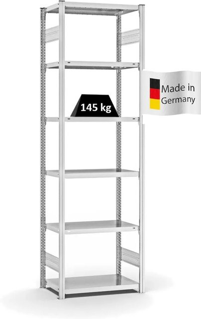 PROREGAL Fachbodenregal Stecksystem T-Profil Light-Duty in Lichtgrau mit 6 Ebenen, H x B x T: 250 x 75 x 40 cm - Bild 1