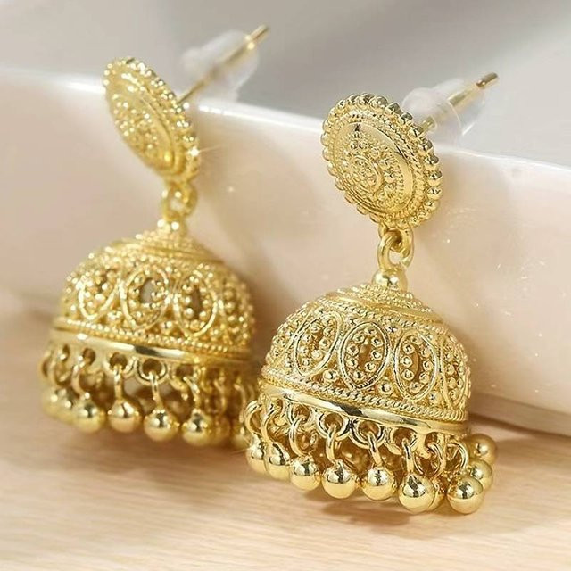 Huitan Ohrringe, Glocken-Design, goldfarben, Damen - Bild 1