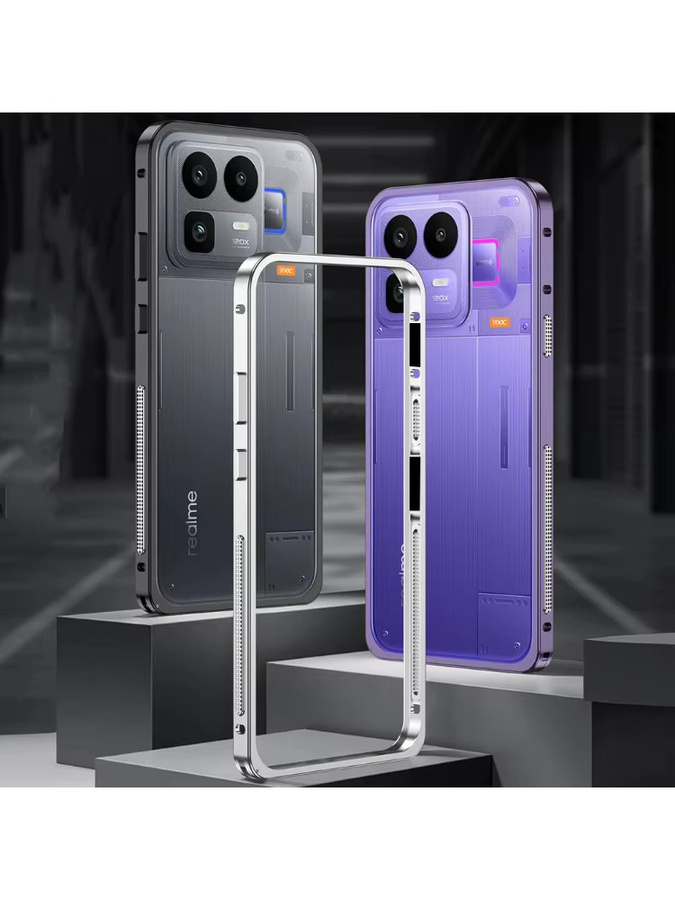 Realme Neo 8 5G Handyhülle aus Aluminiumlegierung mit Metallrand in Silber - Bild 5