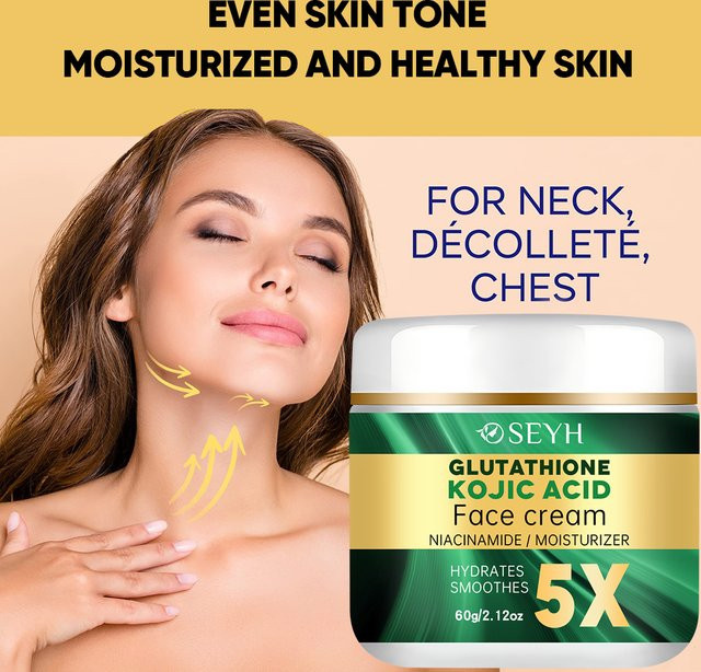 SEYHZE 5X Hydrating Glutathione Kojic Acid Moisturizing Cream, Kollagen, Hyaluronsäure, Unisex - Bild 1