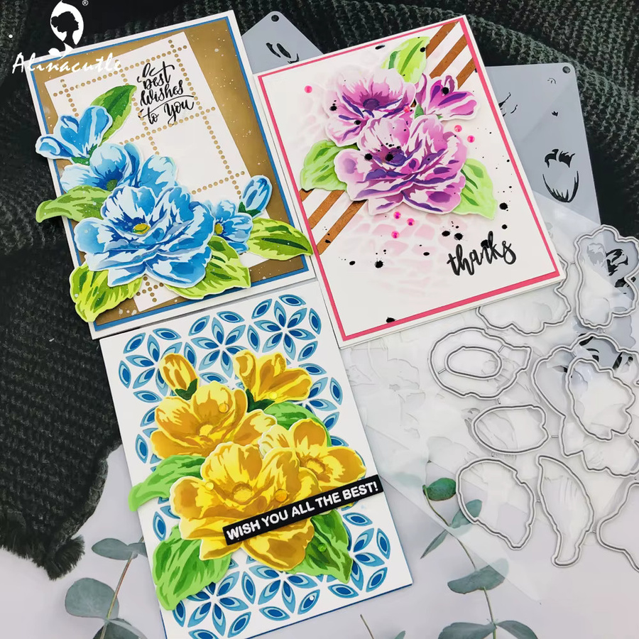 Alinacutle Layered Flower Metallschablonen und Schneideformen für Scrapbook und Bastelarbeiten - Bild 1