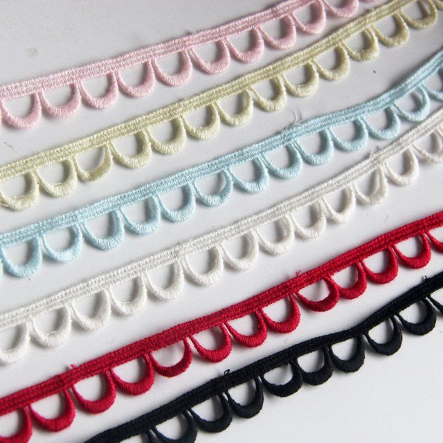 QRTRIM Spitzenband mit Blumenstickerei für DIY-Nähprojekte, wasserlösliche Farben, Breite: 1,5 cm, in Schwarz, Weiß, Blau oder Mehrfarbig - Bild 1