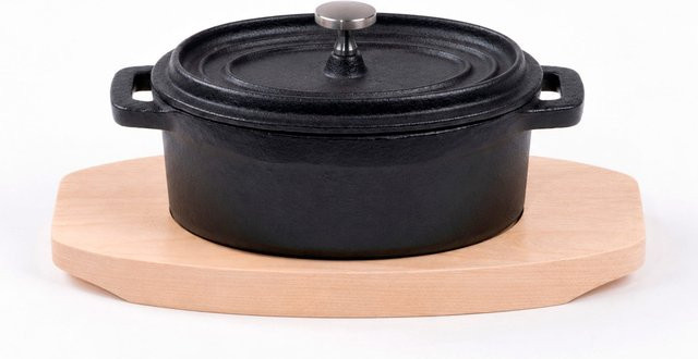 Freyersbacher Mini Cocotte Oval aus emailliertem Gusseisen, Schwarz, B/T/H: 12 x 8,5 cm - Bild 1