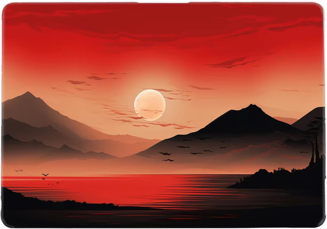 EGYAL Hard Shell Laptop Schutzhülle mit Landschaft Motiv für MacBook Pro 14 M5 2025 M2 M3 A3112 und MacBook Air 13 M4 13,6 15 A3241 in Rot - Bild 1