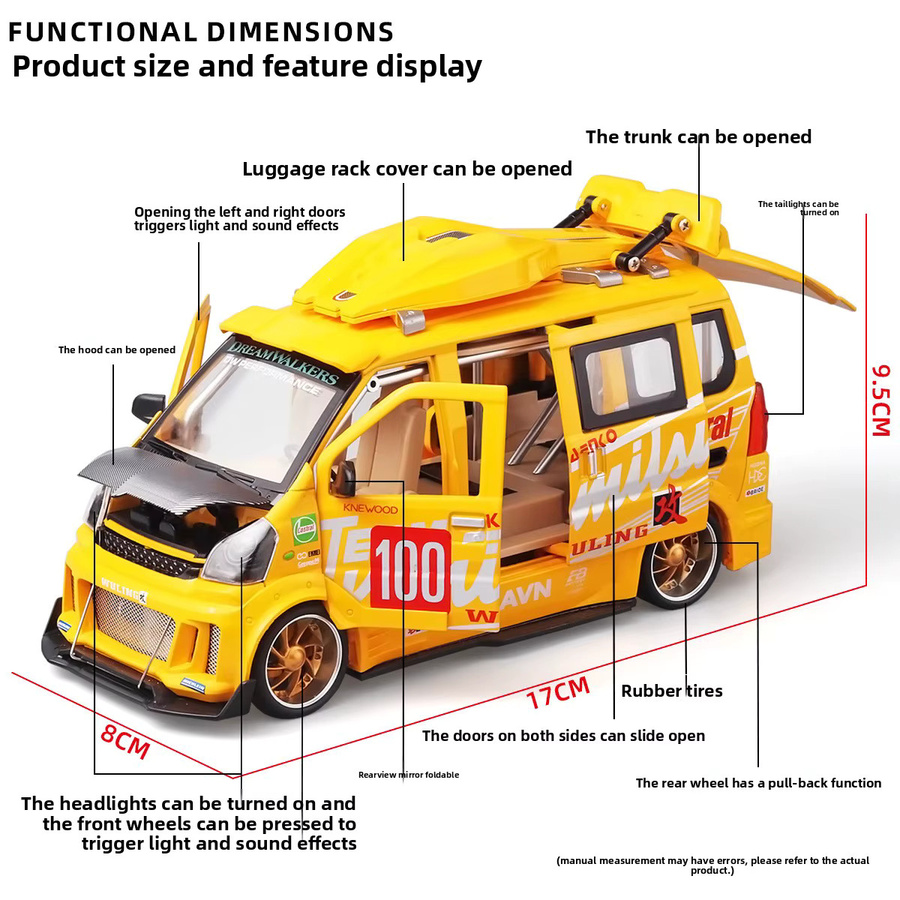 WELLY Van modifizierte Version, Automodell, 1:24, mit Licht und Sound, gelb - Bild 2
