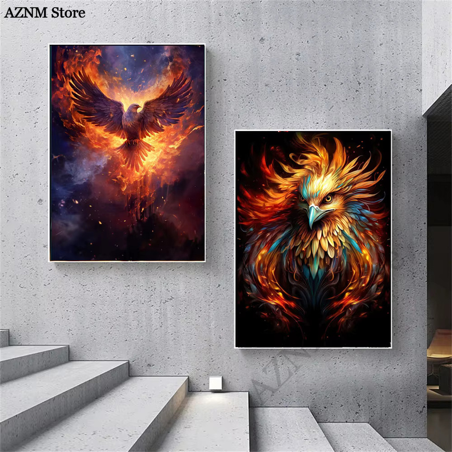 Phoenix Nirvana Kunst Poster Adler Phoenix Bad Feuer Wandkunst Bild aus Papier in Mehrfarben - Bild 2