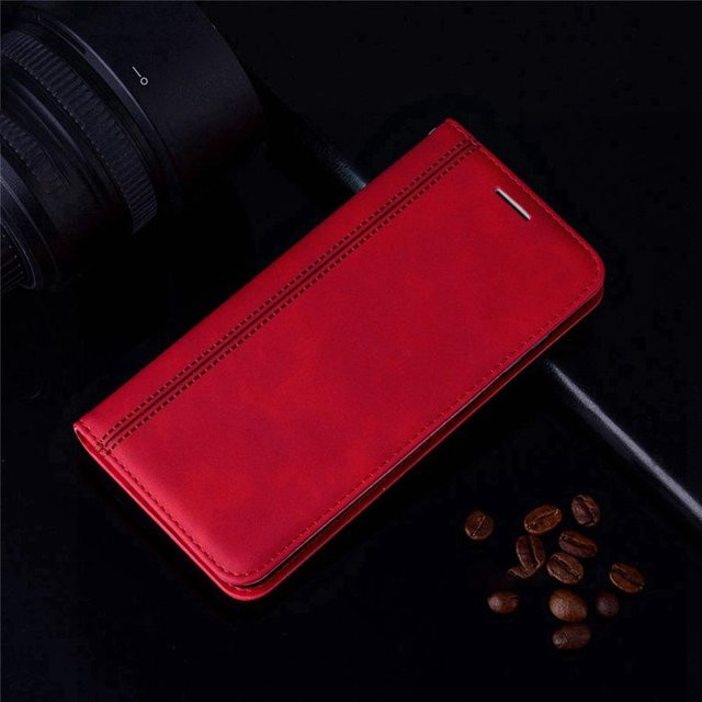 Luxus Leder Klappbrieftasche Hülle für Motorola Moto G06 G54 G55 5G G34 G86 G35 G24 G05 G56 G17 G57 Power G67 G77 Edge 70 50 60 Fusion in Rot - Bild 1