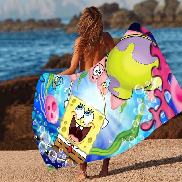 Potdemiel SpongeBob Schwammkopf Strandtuch für Kinder und Erwachsene, schnelltrocknend und weich, Multicolour, B: 100 cm, T: 50 cm - Bild 1