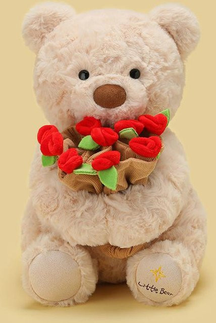 BC Pet Supplies Braunbär mit Rosen, Plüschtiere, 25cm, Braun - Bild 1