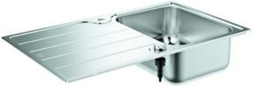 Grohe Einbauspüle K500 45-S aus Edelstahl in Silber mit Abtropffläche, 1 Becken, wendbar, B/T: 86 x 50 cm - Bild 1
