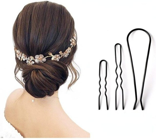 Haarnadel-Set, U-förmige Haarspangen, Metall, schwarz, Damen und Mädchen - Bild 1
