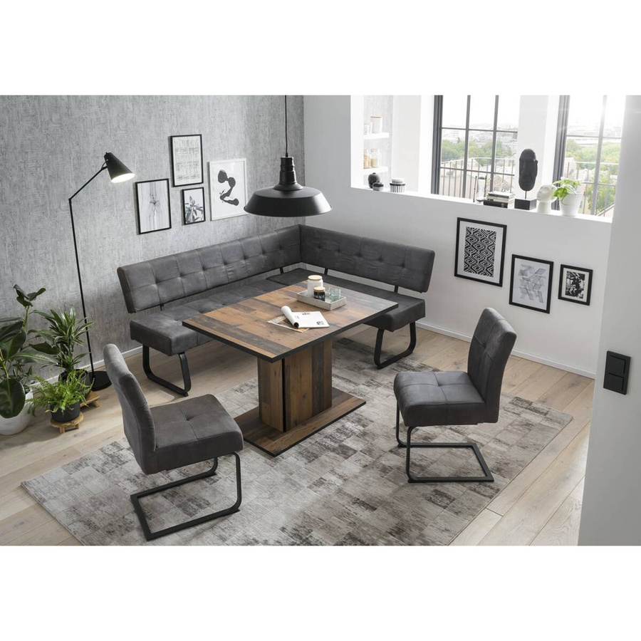 Eckbank Hela LUISE in Anthrazit mit Vintage Optik und Microfaser, B/H/T: 202 x 92 x 152 cm - Bild 2