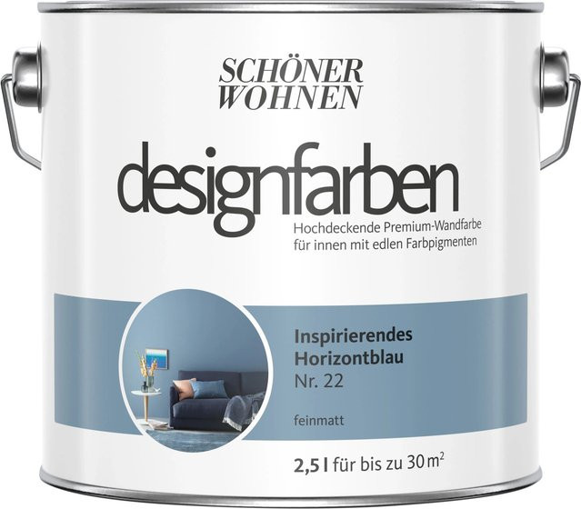 Schöner Wohnen Designfarben Wandfarbe Horizontblau matt 2,5 l - Bild 1
