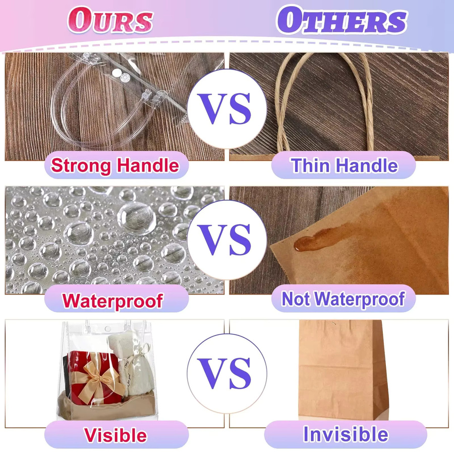 Transparente PVC-Geschenktaschen mit Tragegriff als durchsichtige Plastiktasche für Geschenke oder Kosmetik - Bild 4