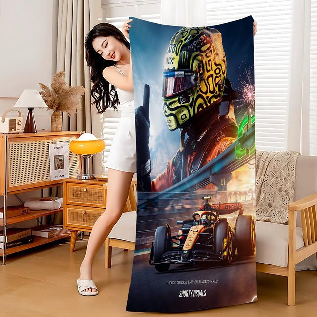 Ka Chen Muda Mikrofaser Strandtuch Lando Norris F1 Formel 1, B: 89 cm, H: 183 cm, Mehrfarbig - Bild 1